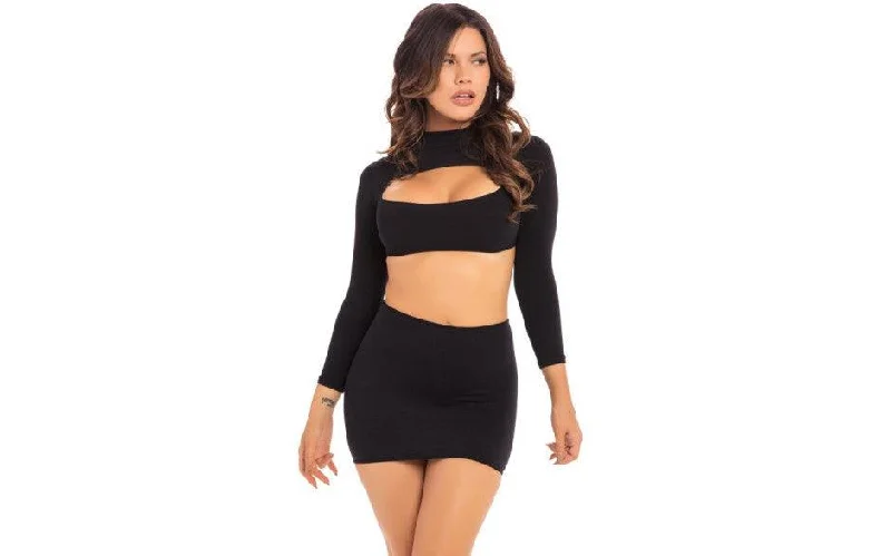 Stop and Stare 2 Pc Skirt Set Black linen skirt natural
