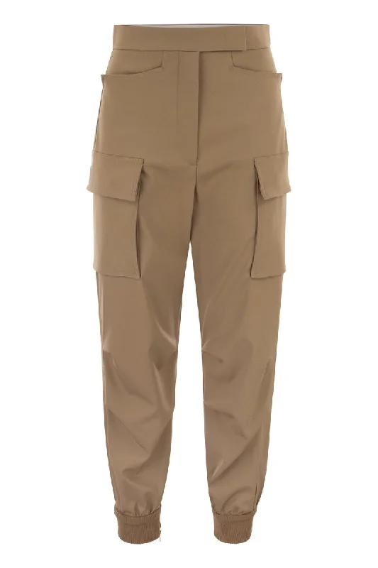 TSKIRT - Wool gabardine cargo trousers chiffon skirt floaty