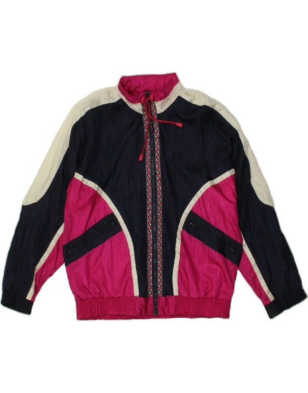 VINTAGE Womens Tracksuit Top Jacket UK 14 Medium Multicoloured Colourblock