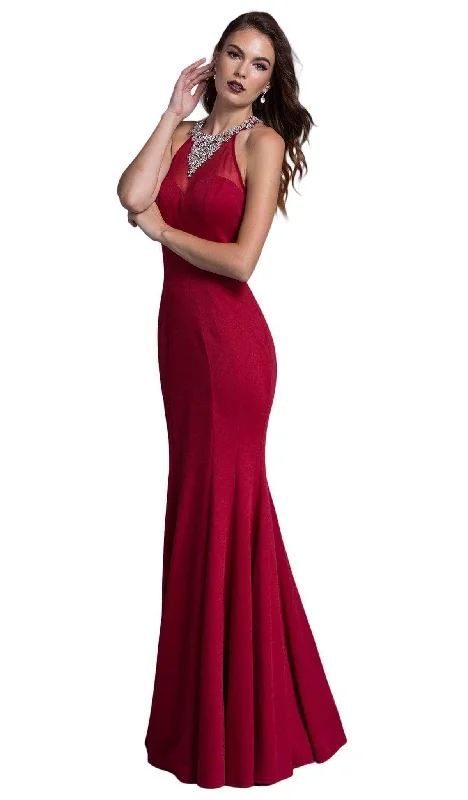 Aspeed Design - Embellished Illusion Halter Prom Fitted Dress