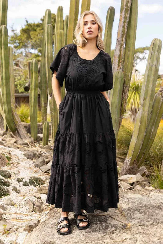 Cloud Embroidered Dress Black Lace