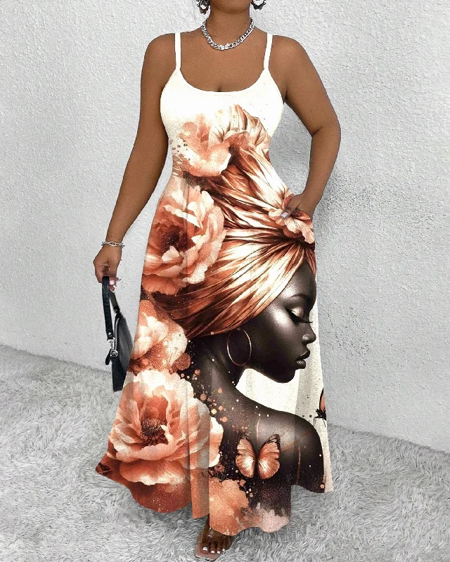 Fashionable And Versatile Portrait Art Print Cami Dress