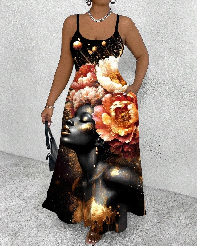 Fashionable And Versatile Portrait Art Print Cami Dress