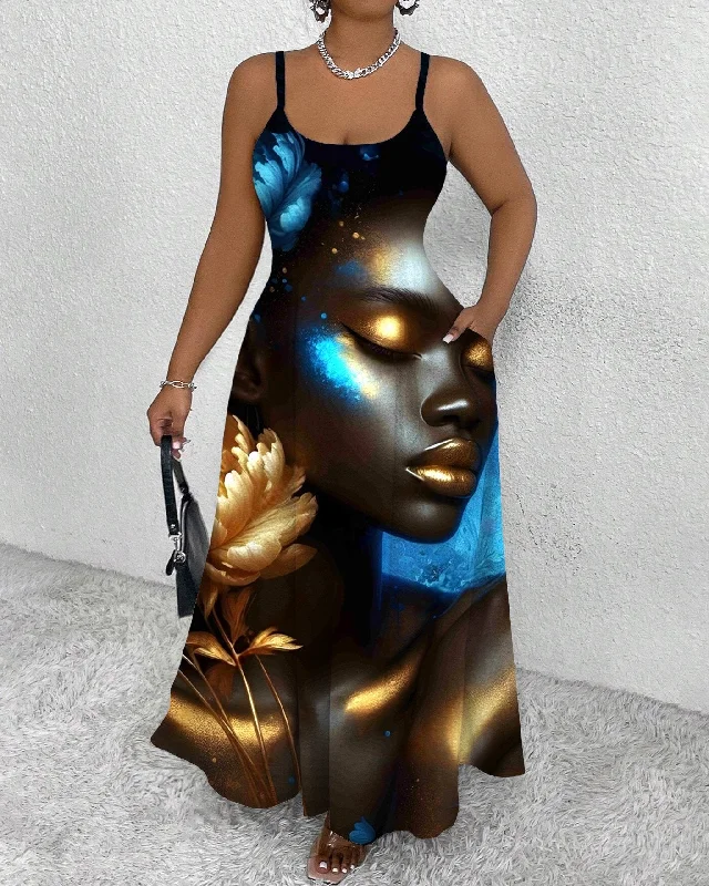 Fashionable And Versatile Portrait Art Print Cami Dress