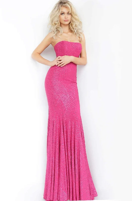 Jovani - 1121 Strapless Lattice Rendered Mermaid Gown