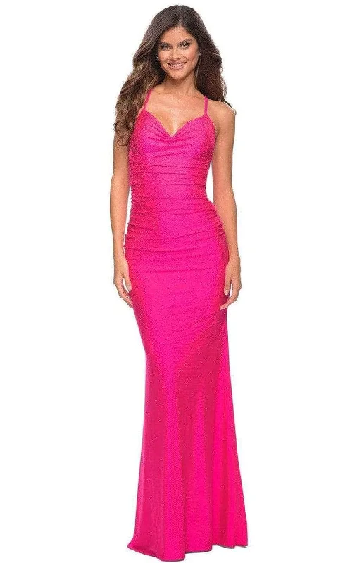 La Femme - Cowl Beaded Ruched Prom Dress 30658SC