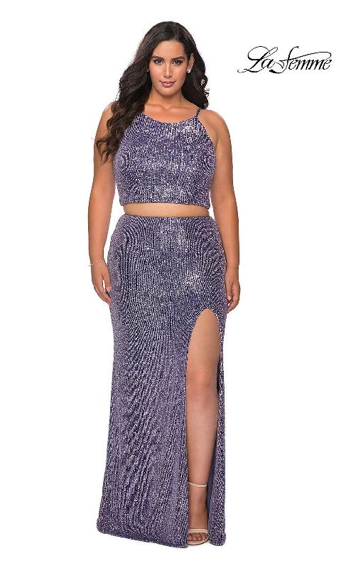 Plus Two-Piece Long Sequin Prom Dress by La Femme