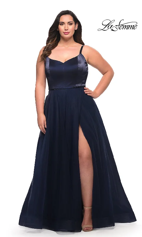 La Femme Plus-Size Long A-Line Prom Dress