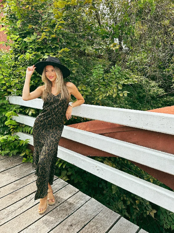 Lucille Leopard Print Satin Slipdress