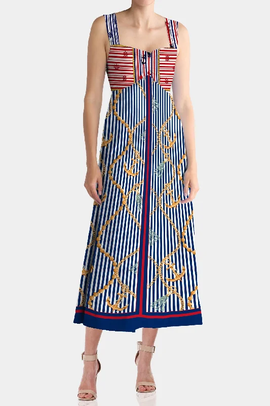 Nautical Stripes Blue And White Dress