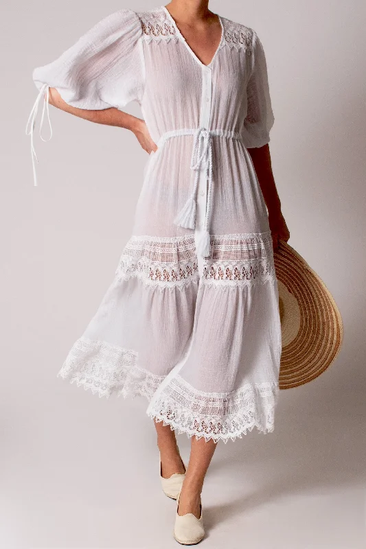 Nolina Button-Down Gauze Dress by Miguelina