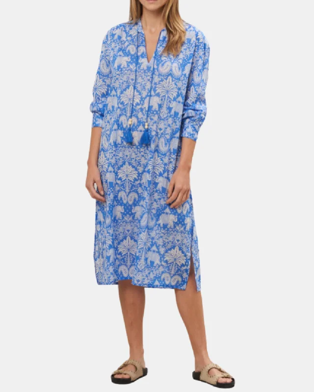 RAHMA WOVEN DRESS IN BLUE