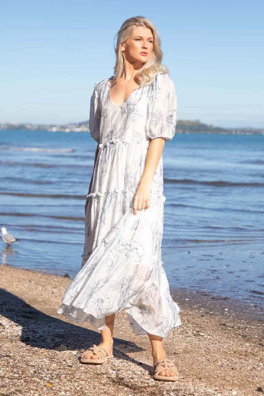 Shell Dress White / Blue Shell