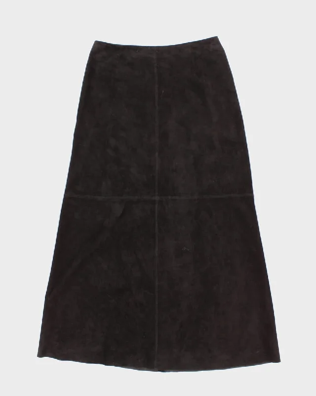 90's Leather Suede Black Skirt - W30