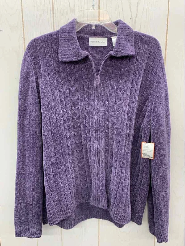 Alfred Dunner Purple Womens Size XL Sweater Zippered Front Buttoned Front Snap Front Alfred Dunner Purple Womens Size XL Sweater Zippered Front Buttoned Front Snap Front