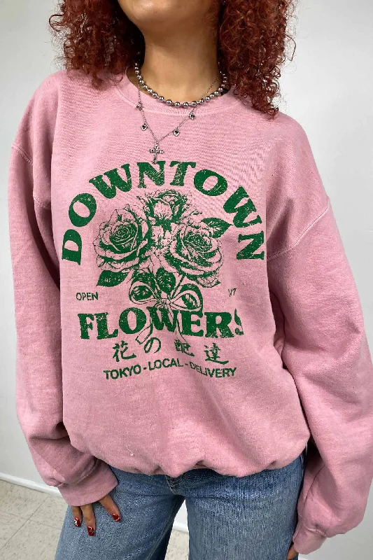Downtown Flowers Graphic Sweater by BDG Rayon Fabric Velvet Fabric Corduroy Fabric