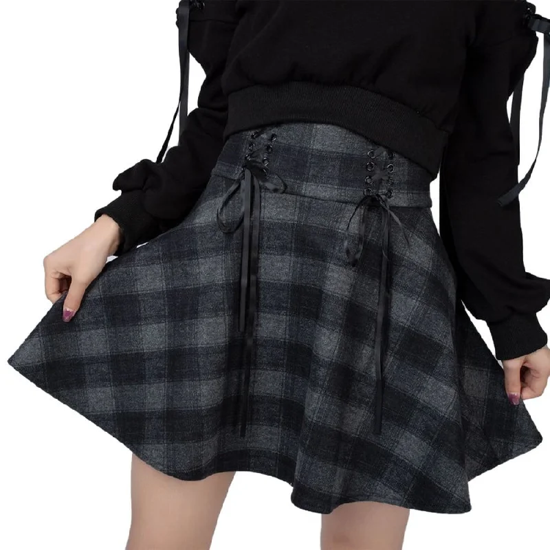 High Waist Plaid Lace Up Skirt Brigitte mp006000