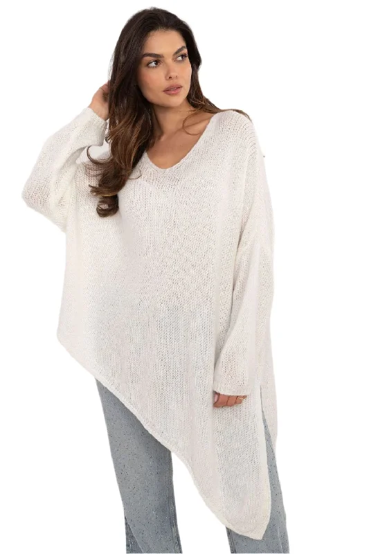 Cozy Elegance Asymmetric Knit Sweater Cotton Fabric Linen Fabric Terry Fabric