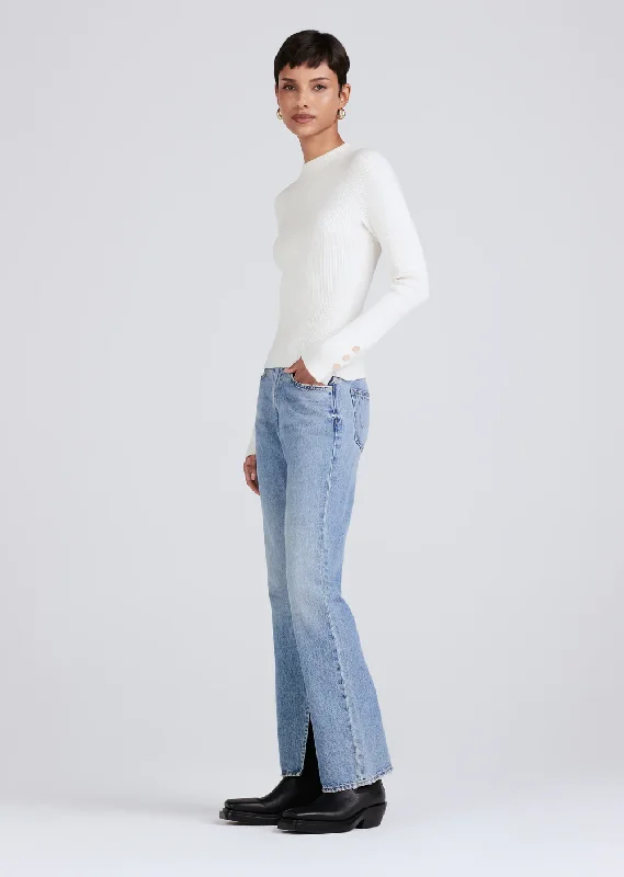 Derek Lam 10 Crosby - Kassandra Ribbed Mock Neck Sweater in Ivory Faux Fur Fabric Real Fur Fabric Shearling Fabric Derek Lam 10 Crosby - Kassandra Ribbed Mock Neck Sweater in Ivory Faux Fur Fabric Real Fur Fabric Shearling Fabric