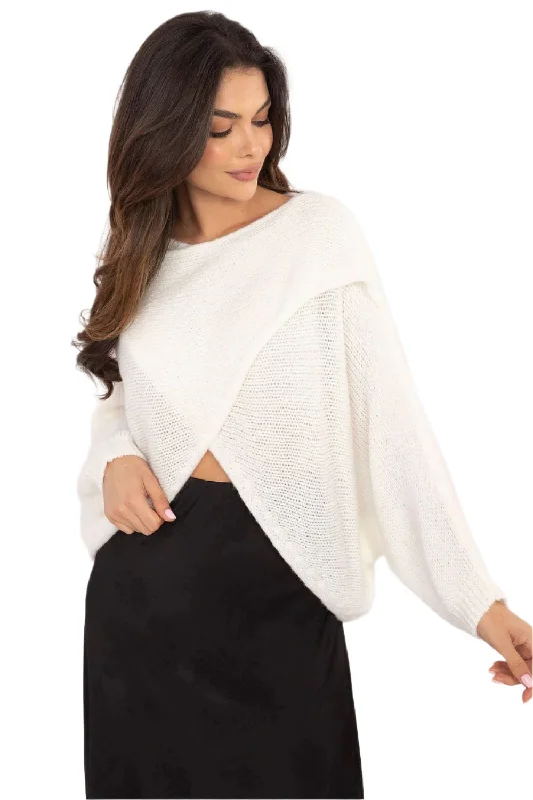 Effortless Chic Knitted Crossover Sweater Jersey Fabric Tulle Fabric Batik Fabric