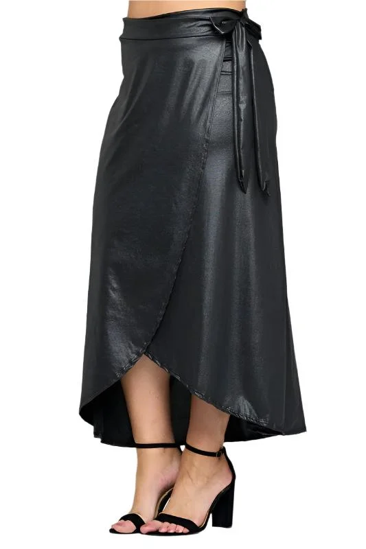 Faux Leather Maxi Wrap Skirt