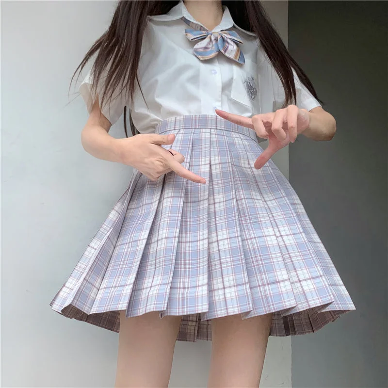 Japanese Style Soft Girl Plaid Pleated Skirt S20384