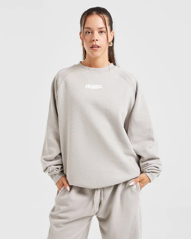 Justine Oversized Sweater - Washed Taupe Terry Blend Velvet Blend Canvas Blend