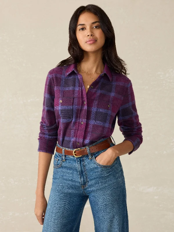 Legend™ Sweater Shirt - Snowberry Plaid Print Jacquard Patchwork