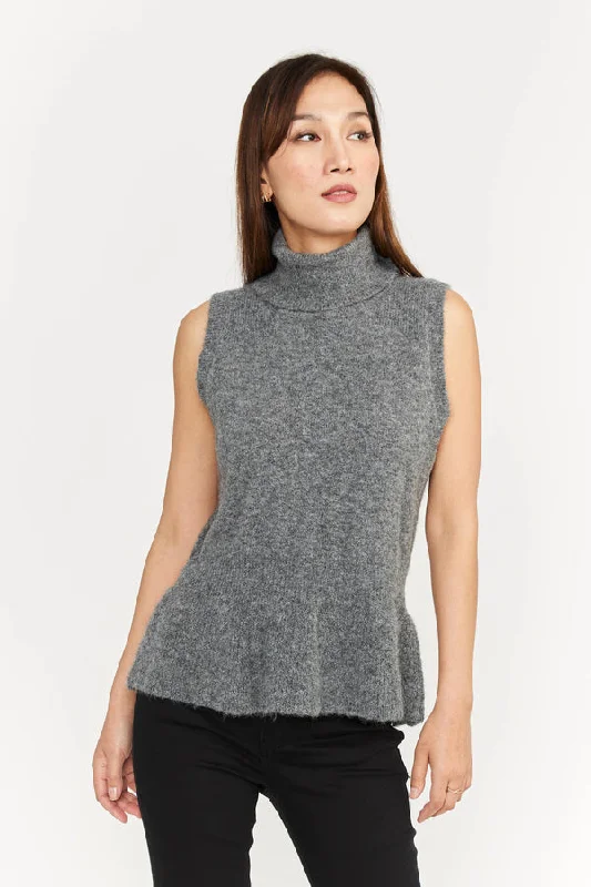 MOCK NECK TANK SWEATER Handmade Hand-knitted Hand-woven