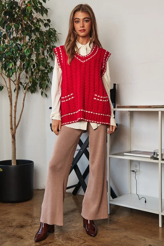 Solid V-Neck Sleeveless Pocket Detail Sweater Chenille Fabric Brocade Fabric Lace Fabric Solid V-Neck Sleeveless Pocket Detail Sweater Chenille Fabric Brocade Fabric Lace Fabric