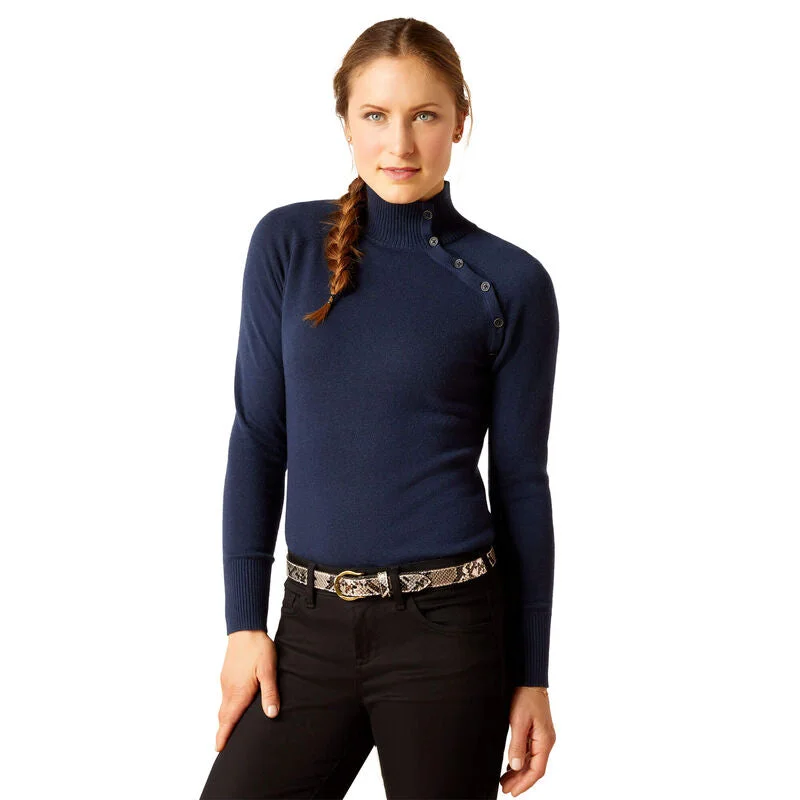 Half Moon Bay Sweater - Navy Polka Dot Checkered Tartan