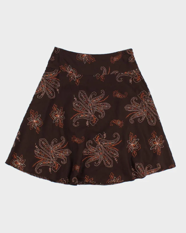 Y2k 00s Tribal Brown Embroidered Skirt - S