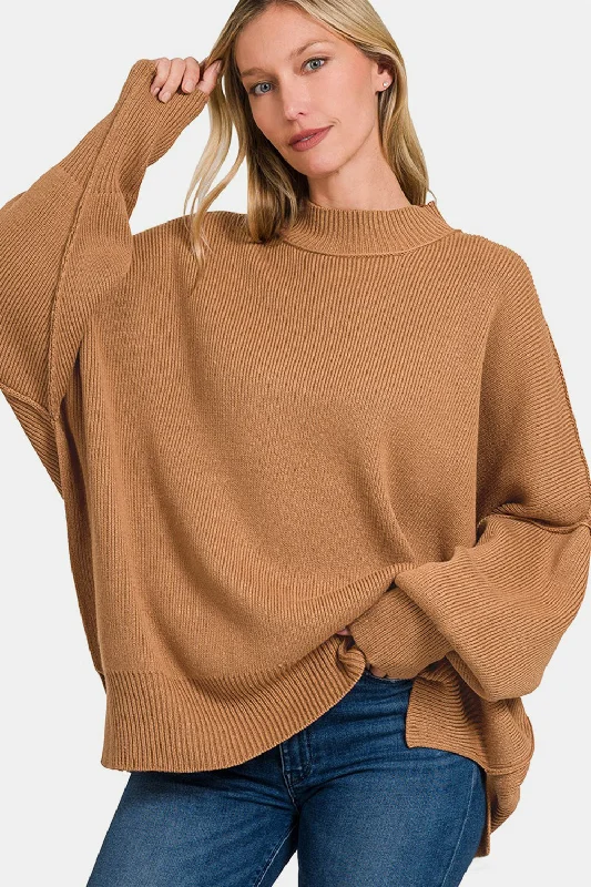 Zenana Side Sit Oversize Sweater Soft Cozy Warm