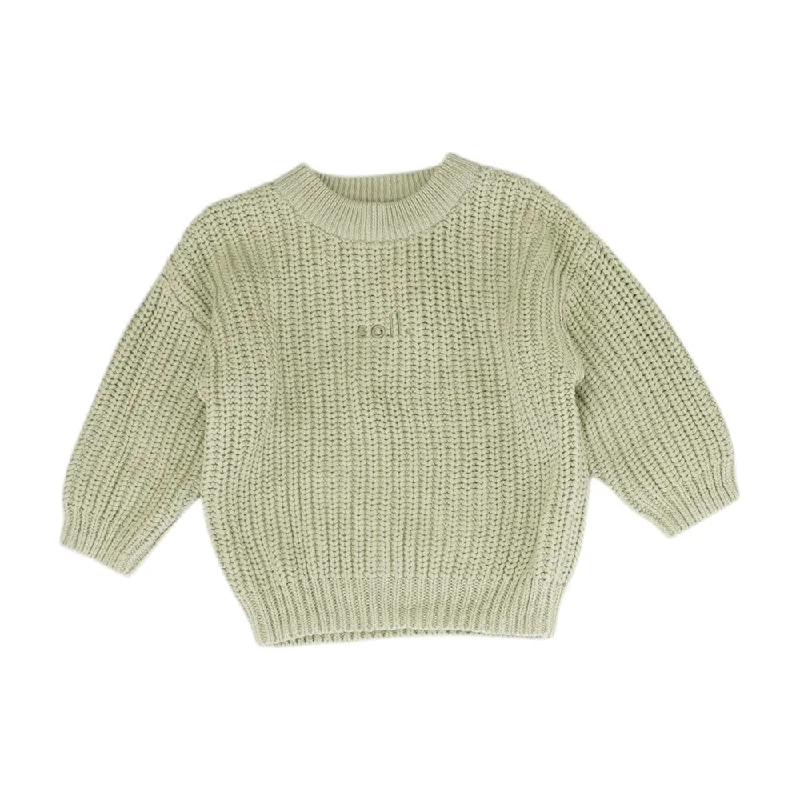 Green Solid Crewneck Sweater