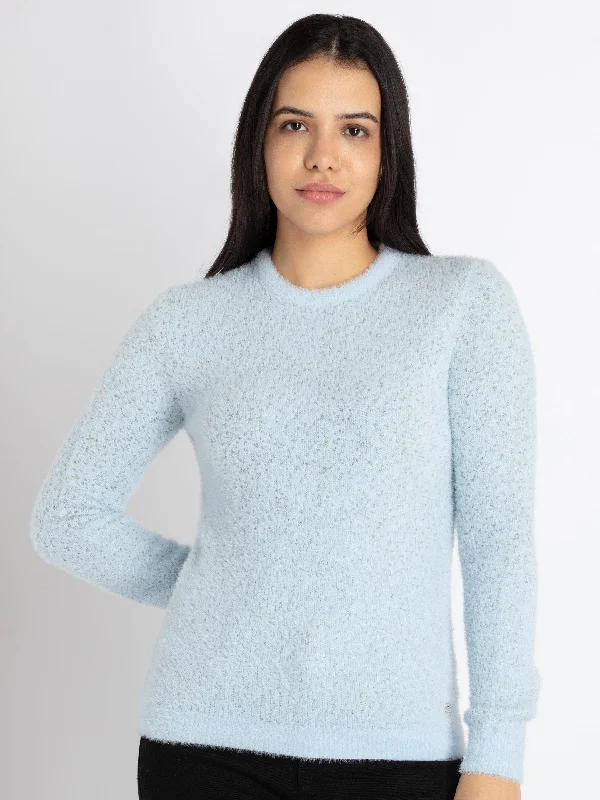 Womens Solid Round Neck Sweater