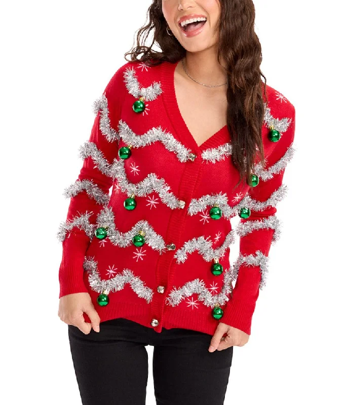 Women's Tinsel Ugly Christmas Cardigan Sweater